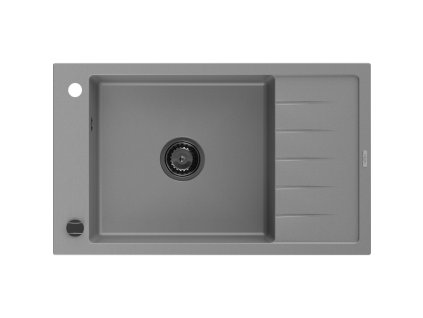 Granitový drez Mexen Elias s 1 misou a odkapávačom 795 x 480 mm, sivý, čierny sifón - 6511791005-71-B