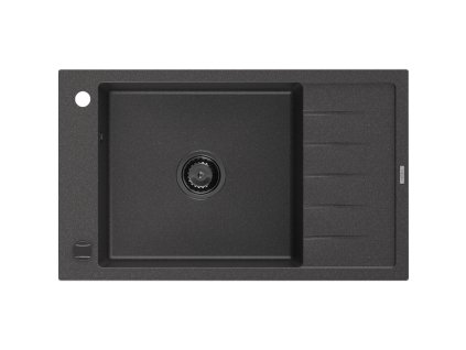 Granitový drez Mexen Elias s 1 misou a odkapávačom 795 x 480 mm, čierny bodkovaný, čierny sifón - 6511791005-76-B
