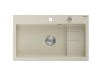 Granitový drez Mexen Omar s 1 misou 800 x 480 mm, béžový, chrómový sifón - 6520801005-69