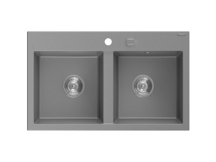 Mexen Hektor zlewozmywak granitowy 2-komorowy 800 x 480 mm, szary, syfon chrom - 6521802000-71