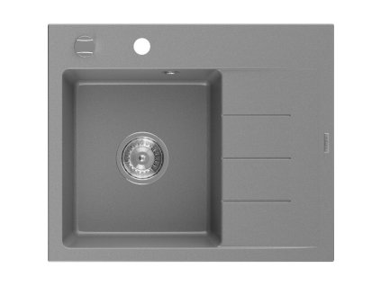 Mexen Ben zlewozmywak granitowy 1-komorowy z ociekaczem lewy 600 x 500 mm, szary, syfon chrom - 6522605000-71