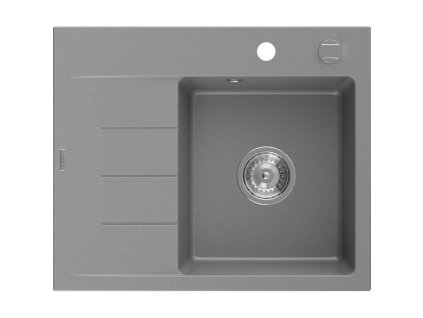 Mexen Ben zlewozmywak granitowy 1-komorowy z ociekaczem prawy 600 x 500 mm, szary, syfon chrom - 6523605000-71