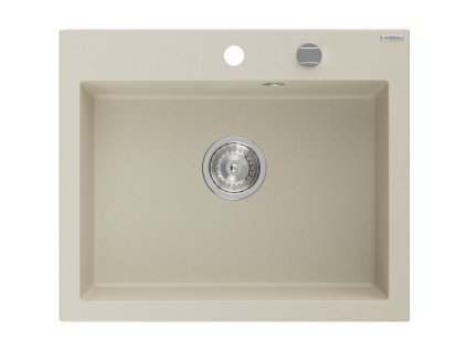 Granitový drez Mexen Elix s 1 misou 600 x 500 mm, béžový, chrómový sifón - 6525601005-69