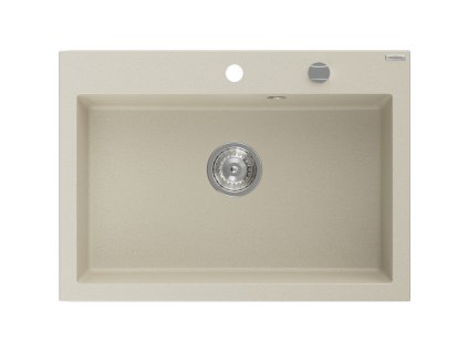 Granitový drez Mexen Elix s 1 misou 700 x 500 mm, béžový, chrómový sifón - 6526701005-69