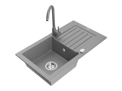 Mexen Pablo drez granitový 1-komorový s odkvapkávačom + batéria Telma, šedý - 6510-71-670200-71