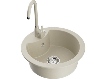 Mexen Diego drez granitový 1-komorový + batéria Telma, béžový - 6512-69-670200-69