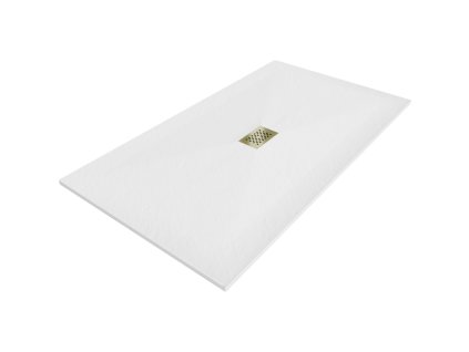 Obdĺžniková sprchová vanička Mexen Hugo SMC 170 x 100 cm, biela, zlatá mriežka - 42101017-G