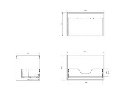 Mexen Box-A podomietková skrinka 70 cm, 1 zásuvka, biely lesk - 91AX0-0700-470-1-00