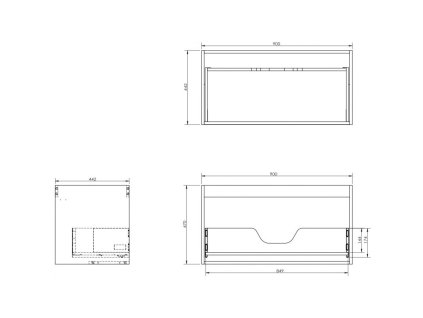 Skrinka Mexen Box-A 90 cm, 1 zásuvka, biela matná - 91AX0-0900-470-1-01
