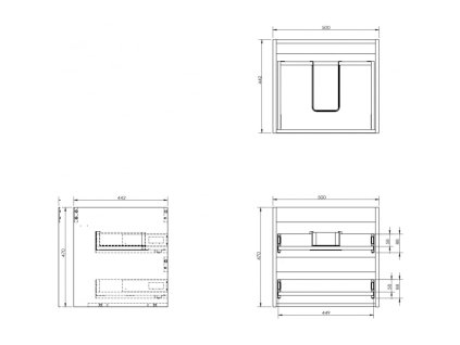Mexen Box-A podomietková skrinka 50 cm, 2 zásuvky, biely lesk - 91AX0-0500-470-2-00