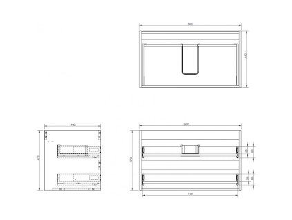 Skrinka Mexen Box-A 80 cm, 2 zásuvky, biely lesk - 91AX0-0800-470-2-00