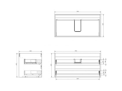 Skrinka Mexen Box-A 90 cm, 2 zásuvky, biely lesk - 91AX0-0900-470-2-00