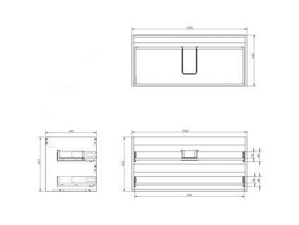 Mexen Box-A podomietková skrinka 100 cm, 2 zásuvky, biely lesk - 91AX0-1000-470-2-00