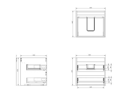 Mexen Box-A podomietková skrinka 50 cm, 2 zásuvky, biela matná - 91AX0-0500-470-2-01