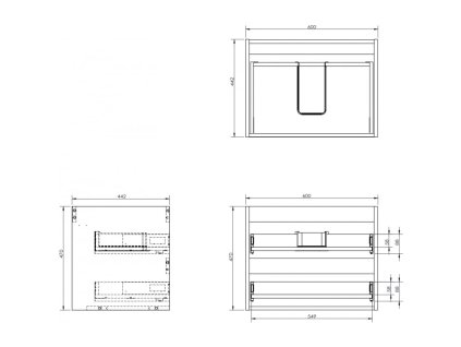 Mexen Box-A podomietková skrinka 60 cm, 2 zásuvky, biela matná - 91AX0-0600-470-2-01
