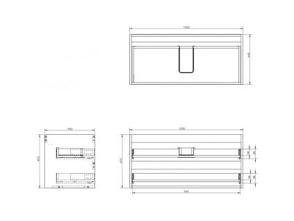 Mexen Box-A podomietková skrinka 100 cm, 2 zásuvky, biela matná - 91AX0-1000-470-2-01