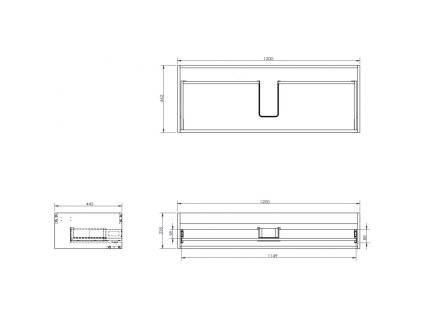 Mexen Box-A podomietková skrinka 120 cm, 1 zásuvka, biely lesk - 91AX0-1200-235-1-00