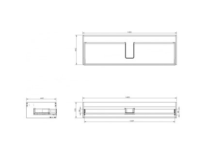 Mexen Box-A podomietková skrinka, 140 cm, 1 zásuvka, biely lesk - 91AX0-1400-235-1-00