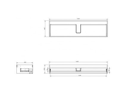 Mexen Box-A podomietková skrinka 160 cm, 1 zásuvka, biely lesk - 91AX0-1600-235-1-00