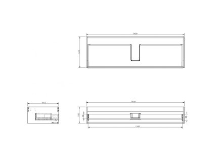 Mexen Box-A podomietková skrinka, 140 cm, 1 zásuvka, biela matná - 91AX0-1400-235-1-01
