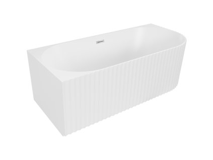 Mexen Gia voľne stojaca rohová vaňa s ľavým drážkovaním 150 x 75 cm, biela matná, prepad chróm - 52701507501L-01