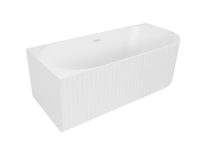 Mexen Gia voľne stojaca rohová vaňa s drážkou vľavo 150 x 75 cm, biela matná, biely prepad - 52701507501L-20