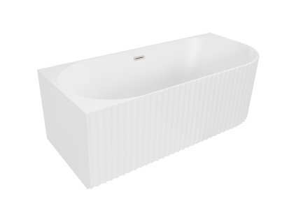 Mexen Gia voľne stojaca rohová vaňa s ľavým drážkovaním 150 x 75 cm, biela matná, prepad z brúseného niklu - 52701507501L-97