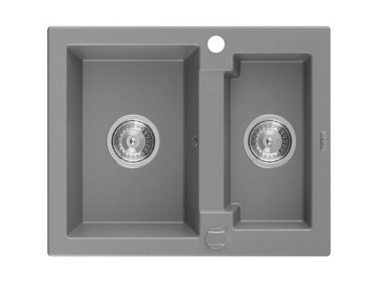 Mexen Carlos zlewozmywak granitowy 1,5-komorowy 582 x 475 mm, szary, syfon chrom - 6518581500-71