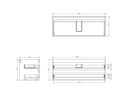Mexen Box-A podomietková skrinka 120 cm, 2 zásuvky, biela matná - 91AX0-1200-470-2-01