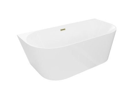 Mexen Oval Slim nástenná voľne stojaca vaňa 170 x 80 cm, biela, zlatý prepad - 52661708000-50