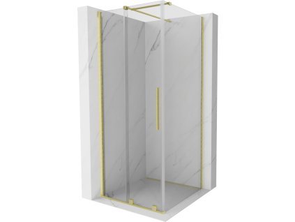 Posuvný sprchový kút Mexen Velar 100 x 100 cm, transparentný, brúsené zlato - 871-100-100-01-55