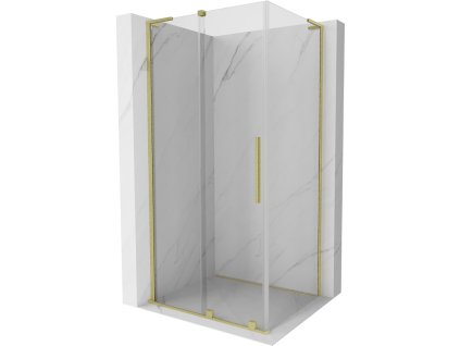 Posuvný sprchový kút Mexen Velar L 100 x 75 cm, priehľadný, brúsené zlato - 871-100-075-03-55
