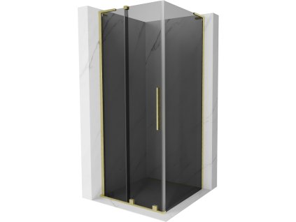 Posuvný sprchový kút Mexen Velar L 90 x 90 cm, grafit, zlatý kartáč - 871-090-090-43-55