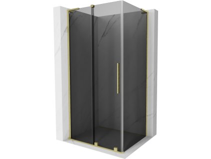 Posuvný sprchový kút Mexen Velar L 100 x 75 cm, grafit, zlatý kartáč - 871-100-075-43-55