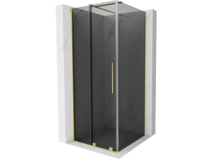 Posuvný sprchový kút Mexen Velar 90 x 90 cm, grafit, zlatý kartáč - 871-090-090-41-55