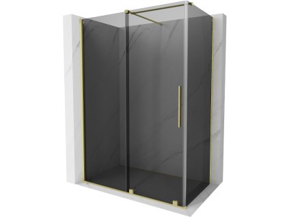 Posuvný sprchový kút Mexen Velar 160 x 70 cm, grafit, brúsené zlato - 871-160-070-41-55