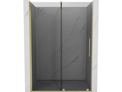 Posuvné sprchové dvere Mexen Velar 130 cm, grafit, brúsené zlato - 871-130-000-41-55