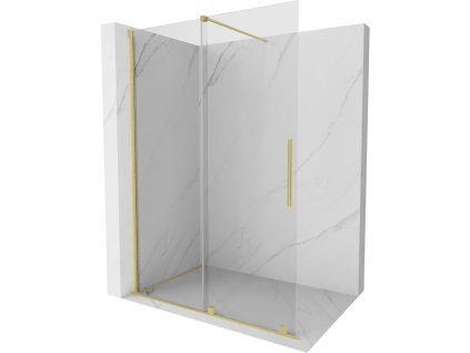 Mexen Velar predlžovacia sprchová stena 160 x 200 cm, priehľadná 8 mm, zlatý kartáč - 871-160-000-03-55