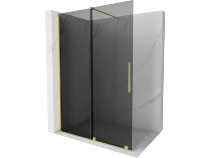 Mexen Velar predlžovacia sprchová stena 150 x 200 cm, grafit 8 mm, zlatý kartáč - 871-150-000-43-55