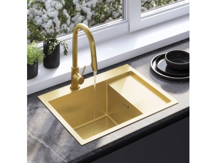 Oceľové umývadlo Fin BRUSH GOLD