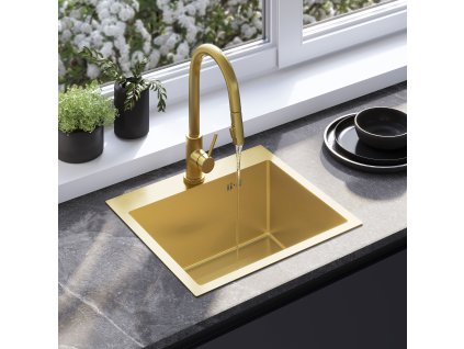 Oceľové umývadlo Leo 50 BRUSH GOLD