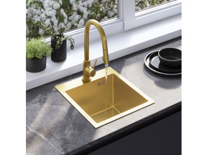 Oceľové umývadlo Leo 40 BRUSH GOLD