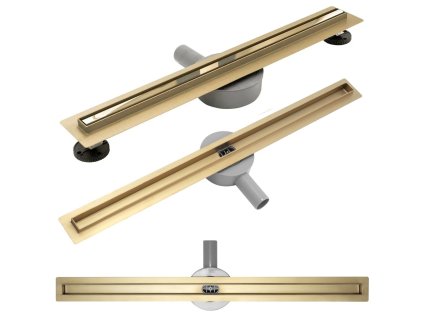 Rea Neo Slim Mirror Pro sprchový žľab 70 cm s 360° otočným sifónom, šampanská zlatá, REA-G5603