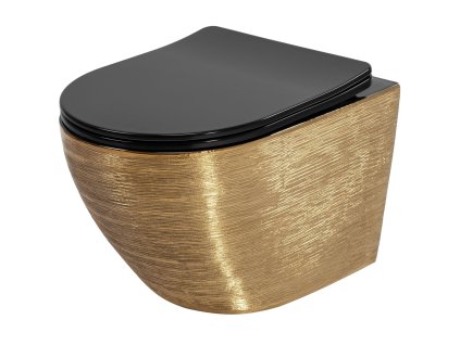 Závesná WC misa Rea Carlo Mini Tornado Black Brush Gold