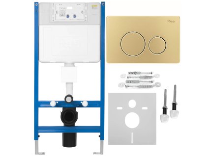 Podomietkový WC systém K011A-Q + tlačidlá I Brush Gold