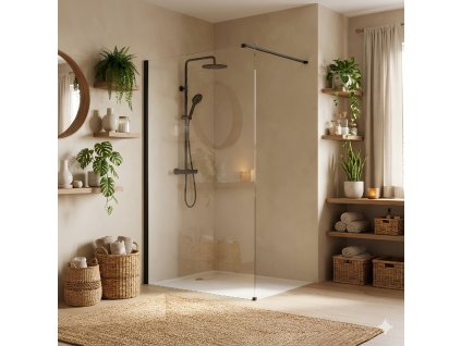 Sprchová zástena Rea Flexi Transparent / Black 100