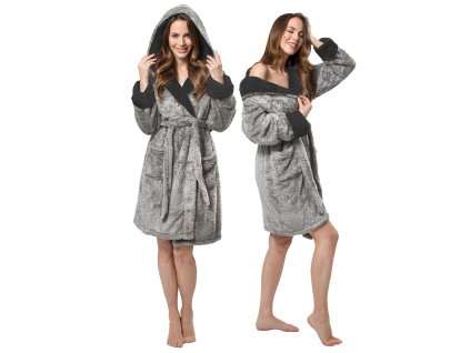 Dámsky župan Huggy sivý/čierny S/M