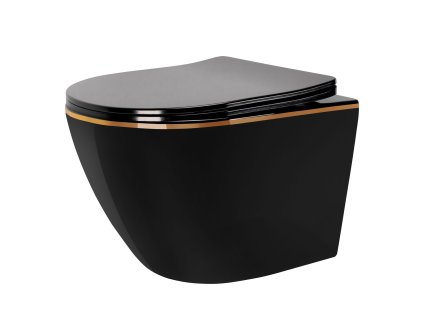 Závesné WC Rea Carlo Mini Tornado Black Gold Egde