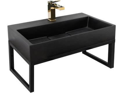 Konglomerátové umývadlo REA GOYA - matné čierne 50CM + konzola