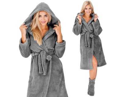 Dámsky župan Nancy + ponožky sivá S/M